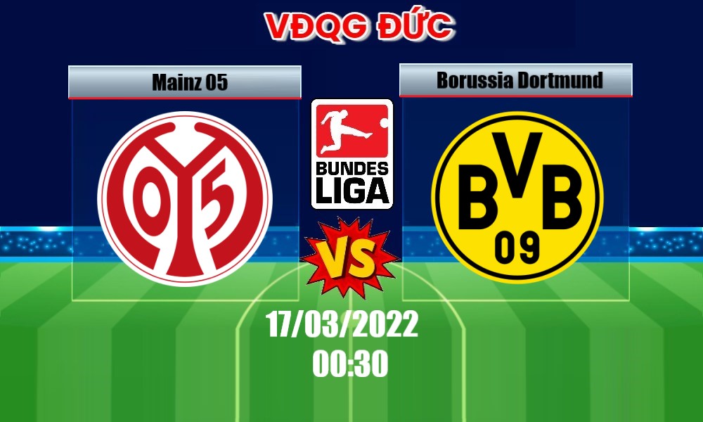 Soi Kèo FSV Mainz 05 vs  Dortmund, 00H30 – 17/03/2022, VĐQG ĐỨC