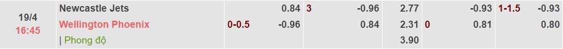 Tỉ lệ kèo Newcastle Jets vs Wellington