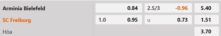 Tỷ lệ kèo Bielefeld vs Freiburg